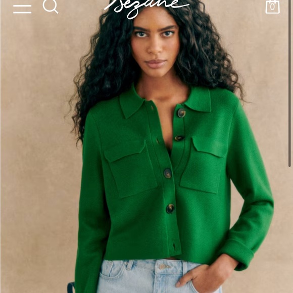 Green Sezane Betty Cardigan - Picture 2 of 6